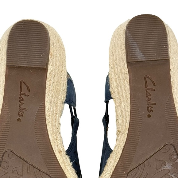 Clarks Unstructured Navy Blue Suede Espadrille Wedge Sandals – Size 7.5 Medium - Picture 8 of 13